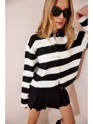 Happiness Istanbul Kardigan w kolorze czarno-kremowym rozmiar: onesize. Brązowe kardigany damskie Happiness Istanbul, bez wzorów. Za 78.99 zł.