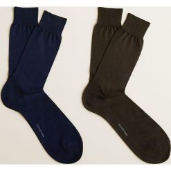 Mango Man - Skarpety Scotliam (2-pack). Niebieskie skarpetki męskie Mango Man, bez wzorów, z bawełny. W wyprzedaży za 24.90 zł.