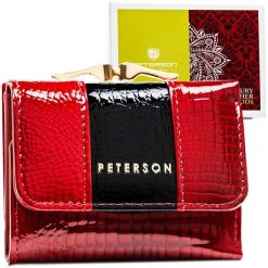 Portfel damski Peterson PTN PH32-3-RS czerwony. Czerwone portfele damskie Peterson, bez wzorów, ze skóry. Za 69.99 zł.