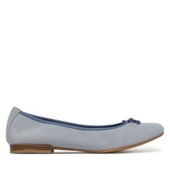 Baleriny Tamaris. Niebieskie baleriny damskie Tamaris, bez wzorów, bez obcasa. Za 269.99 zł.