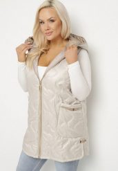 Szara Kamizelka Pikowana z Kieszeniami Eralithis. Szare kamizelki damskie Born2be, plus size, z jeansu. Za 149.99 zł.