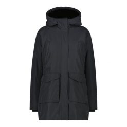 Parka damska z kapturem CMP. Czarne kurtki damskie CMP, bez wzorów. Za 669.99 zł.