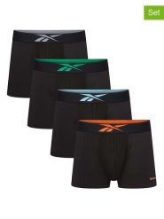 Reebok Bokserki (4 pary) w kolorze czarnym rozmiar: XL. Czarne bokserki męskie Reebok, bez wzorów. Za 70.08 zł.