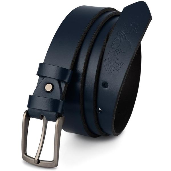 Pasek skórzany BELTIMORE r.85-100 cm E12 granatowy. Niebieskie paski męskie bez wzorów. Za 49.40 zł.