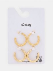 Kolczyki kółka 2 pack - złoty. Żółte kolczyki damskie Sinsay, złote. Za 9.99 zł.