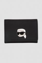 KARL LAGERFELD Czarny skórzany portfel K/ikonik 2.0. Czarne portfele damskie Karl Lagerfeld, bez wzorów. W wyprzedaży za 429.99 zł.