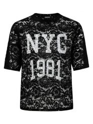 Sublevel Koszulka w kolorze czarnym rozmiar: S/M. Czarne bluzki damskie Sublevel, m, bez wzorów, z koronki, bez kołnierzyka, bez ramiączek. Za 82.99 zł.