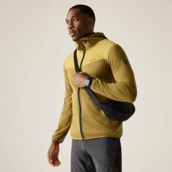 Męska kurtka Finchdale Marl z kapturem i zamkiem błyskawicznym. Żółte kurtki męskie Regatta, m, bez wzorów, z elastanu, z kapturem. W wyprzedaży za 249.99 zł.