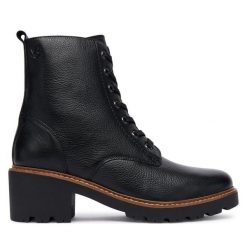 Botki Caprice. Czarne botki damskie Caprice, bez obcasa, na słupku, bez zapięcia. Za 499.99 zł.