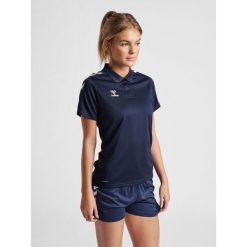 Damska koszulka polo Hummel Functional. Niebieskie bluzki sportowe damskie HUMMEL, xl, bez wzorów, z materiału, bez ramiączek. Za 158.00 zł.