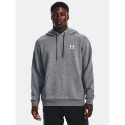 Bluza fitness męska UNDER ARMOUR Icon Fleece Hoodie z kapturem. Szare bluzy sportowe męskie Under Armour, bez wzorów, sportowe, bez kołnierzyka, bez ramiączek. Za 269.99 zł.