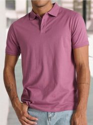 Koszulka polo - fioletowy. Fioletowe koszulki polo męskie Sinsay, l, bez wzorów, bez ramiączek. Za 19.99 zł.