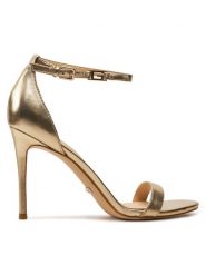 Guess Sandały Kabaile FL8KIL LEA03 Złoty. Żółte sandały damskie Guess, z aplikacjami, ze skóry, bez obcasa, na szpilce. Za 539.99 zł.