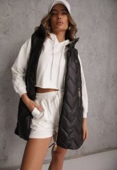 Czarna Długa Kamizelka Pikowana z Nieodpinanym Kapturem Semaea. Czarne kamizelki damskie Renee, l, z jeansu, długie. Za 139.99 zł.