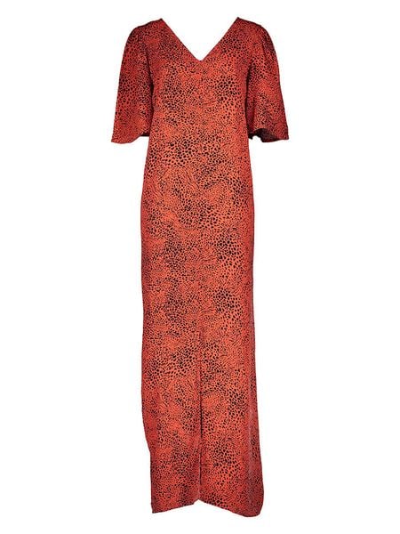 Kaffe Sukienka w kolorze pomarańczowo-czarnym rozmiar: 42. Pomarańczowe sukienki damskie Kaffe, na co dzień, bez wzorów, z wiskozy, bez kołnierzyka, bez ramiączek, midi, proste. Za 217.53 zł.