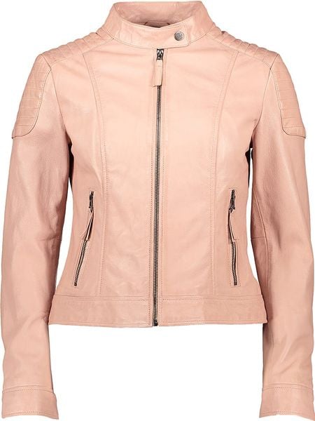 Apple of Eden Skórzana kurtka w kolorze jasnoróżowym rozmiar: 46. Różowe kurtki damskie Apple of Eden, bez wzorów, ze skóry, bez kaptura. Za 461.21 zł.