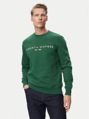 Tommy Hilfiger Bluza Logo MW0MW11596 Zielony ciemny Regular Fit. Zielone bluzy bez kaptura męskie Tommy Hilfiger, m, z bawełny. Za 449.99 zł.