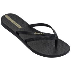 Japonki plażowe damskie Ipanema Bossa Fem. Czarne klapki damskie Ipanema, bez wzorów, bez obcasa. Za 134.00 zł.