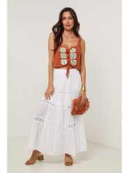 Le Monde du Lin Spódnica w kolorze białym rozmiar: 38/40. Białe spódniczki damskie Le Monde du Lin, bez wzorów, z bawełny, maxi. Za 130.99 zł.