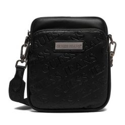 Saszetka Guess Jeans. Czarne saszetki męskie Guess Jeans, z jeansu. Za 199.99 zł.