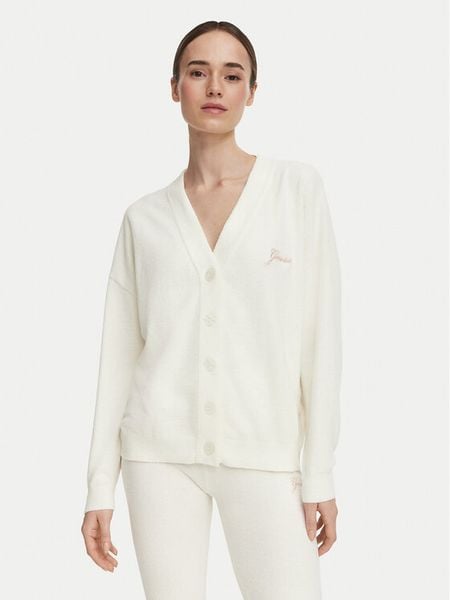 Guess Kardigan O6BR01 Z1143 Kremowy Relaxed Fit. Białe kardigany damskie Guess, l, z aplikacjami, z syntetyku. Za 294.99 zł.