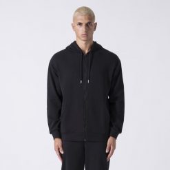 ICONIC KURTKA Z KAPTUREM I PELNYM ZAMKIEM BLYSKAWICZNYM CZARNY BAWELNA, POLIESTE. Czarne kurtki męskie Everlast, l, bez wzorów, z bawełny, klasyczne, z kapturem. Za 259.90 zł.
