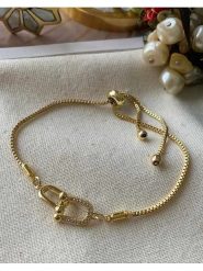 Luseera Pozłacana bransoletka z cyrkoniami rozmiar: onesize. Żółte bransoletki damskie Luseera, pozłacane. Za 39.99 zł.