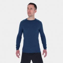 Bluza merino męska Inov-8 Merino Long Sleeve T-Shirt. Niebieskie koszulki męskie z długim rękawem Inov-8, m, bez wzorów, z wełny, bez kołnierzyka. Za 251.99 zł.