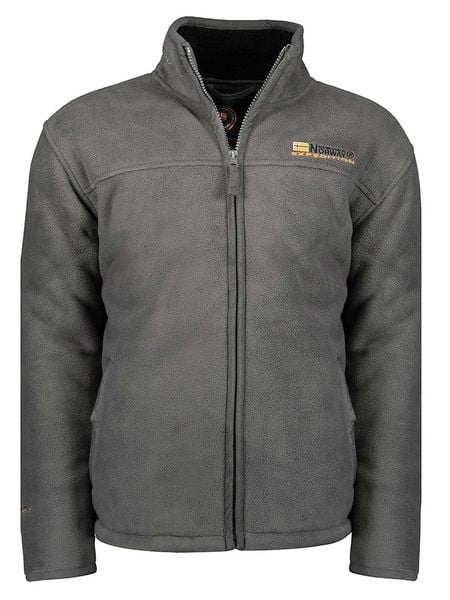 Geographical Norway Kurtka polarowa "Usine" w kolorze antracytowym rozmiar: L. Czarne kurtki męskie Geographical Norway, l, z aplikacjami, z polaru, bez kaptura. Za 191.88 zł.