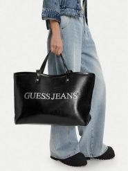 Guess Jeans Torebka CWBEO-GUESS-B-015-09 Czarny. Czarne torebki klasyczne damskie Guess Jeans, z aplikacjami, z jeansu, bez dodatków. Za 269.99 zł.