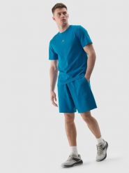 4F Spodenki dresowe męskie - niebieskie 3XL. Niebieskie szorty męskie 4f, z bawełny, bez kołnierzyka. Za 99.99 zł.