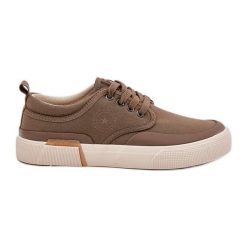 Materiałowe Trampki Męskie Big Star RR174064 Khaki zielone. Zielone trampki i tenisówki męskie bez wzorów, z gumy, bez zapięcia. Za 221.62 zł.
