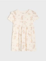 Bawełniana sukienka mini ze wzorem - różowy. Czerwone sukienki dziewczęce Sinsay, bez wzorów, z bawełny, bez ramiączek. Za 15.99 zł.