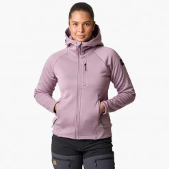 Bluza Polarowa Rozpinana Wędrówki Kobieta Lofoten Regularny Krój. Fioletowe bluzy z kapturem damskie SWEDEMOUNT, xl, z elastanu. Za 329.99 zł.