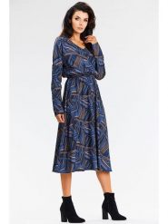 Awama Sukienka w kolorze granatowym rozmiar: S. Niebieskie sukienki damskie Awama, s, bez wzorów, bez kołnierzyka, bez ramiączek, midi. Za 119.99 zł.