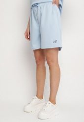 Niebieskie Szorty Bermudy w Sportowym Stylu z Kieszeniami Tezira. Niebieskie spodenki sportowe damskie Born2be, bez wzorów, eleganckie, z podwyższonym stanem. Za 34.99 zł.