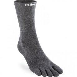 Skarpetki Injinji Liner Crew Wool. Szare skarpetki męskie Injinji, bez wzorów, ze skóry. Za 138.50 zł.