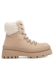 DeeZee Trzewiki Queenie WS6151-03 Beżowy. Brązowe botki damskie DeeZee, ze skóry, bez obcasa, na płaskiej podeszwie, bez zapięcia. Za 89.99 zł.