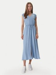 DKNY Sukienka codzienna DJ6D9183 Błękitny Relaxed Fit. Niebieskie sukienki damskie DKNY, na co dzień, m, bez wzorów, z lyocellu, bez kołnierzyka, bez ramiączek, proste. Za 609.99 zł.