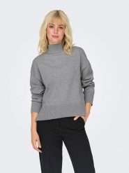 ONLY Sweter "Bari" w kolorze szarym rozmiar: S. Szare golfy damskie Only, s, bez wzorów, bez ramiączek. Za 96.60 zł.