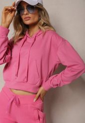 Fuksjowa Bluza z Kapturem i Bawełną Ozdobiona Ściągaczami Evianae. Czerwone bluzy z kapturem damskie Renee, l, z bawełny. Za 44.99 zł.