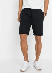 Lekkie bermudy dresowe (2 pary). Czarne szorty męskie bonprix, bez wzorów, z dresówki. Za 114.99 zł.