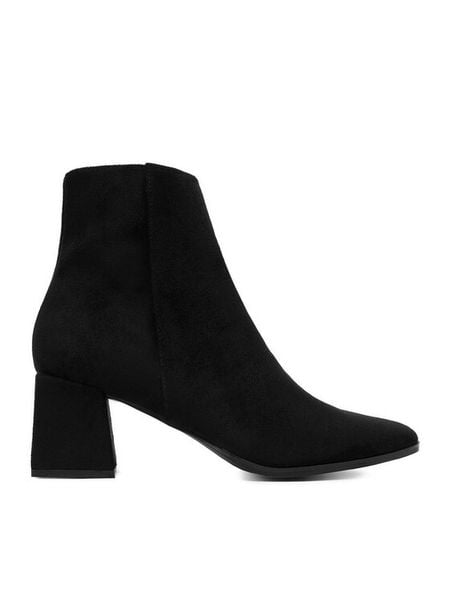 DeeZee Botki GT611 1 Czarny. Czarne botki damskie DeeZee, z materiału, bez obcasa, na słupku, bez zapięcia. Za 139.99 zł.