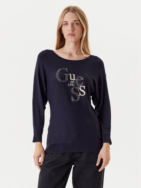 Guess Sweter W5YR22 Z2NQ2 Granatowy Regular Fit. Niebieskie swetry klasyczne damskie Guess, m, z wiskozy, bez kołnierzyka. Za 229.99 zł.