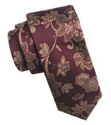 Elegancki i Modny Męski Krawat - Angelo di Monti - Bordo w Kwiaty. Czerwone krawaty i muchy męskie Angelo di Monti, bez wzorów, z tkaniny, eleganckie. Za 45.00 zł.