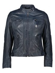 HIS Skórzana kurtka w kolorze granatowym rozmiar: 48. Niebieskie kurtki damskie HIS, bez wzorów, ze skóry, bez kaptura. Za 614.45 zł.