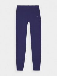 4F Legginsy dzianinowe damskie - granatowe S. Niebieskie legginsy damskie 4f, s, bez wzorów, z bawełny. W wyprzedaży za 59.99 zł.