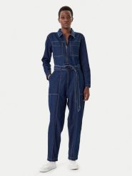French Connection Kombinezon 7UZAC Granatowy Regular Fit. Niebieskie kombinezony damskie French Connection, bez wzorów, z bawełny, bez kołnierzyka, bez ramiączek. Za 479.99 zł.