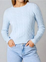 Strukturalny sweter - niebieski. Niebieskie swetry klasyczne damskie Sinsay, l, bez kołnierzyka. Za 59.99 zł.