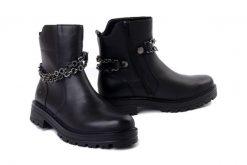 RIEKER REMONTE D2285-00 black, botki damskie. Czarne botki damskie Rieker Remonte, na zimę, z polaru, bez obcasa, na obcasie, bez zapięcia. Za 489.90 zł.